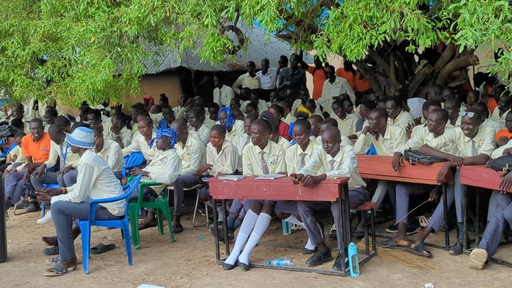 Students gathered outdoors during a school event